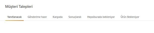 Hepsiburada Müşteri Talepleri Ekran Görüntüsü